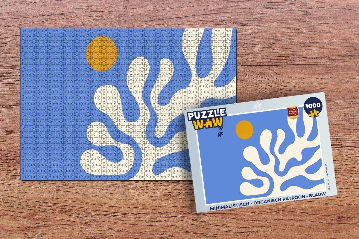 PuzzleWow Minimalistisch Organisch Legpuzzel 1000 Stuks - Blauw