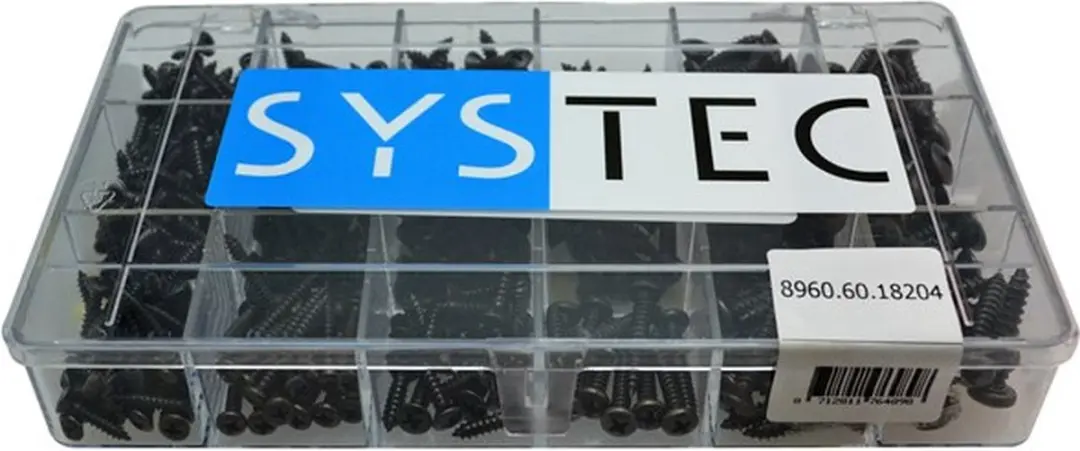 SYSTEC assortimentskoffer zwarte plaatschroeven