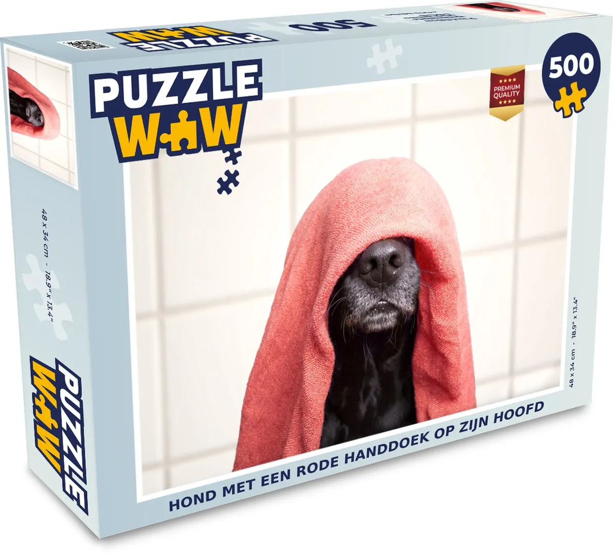 PuzzleWow Hond met rode handdoek