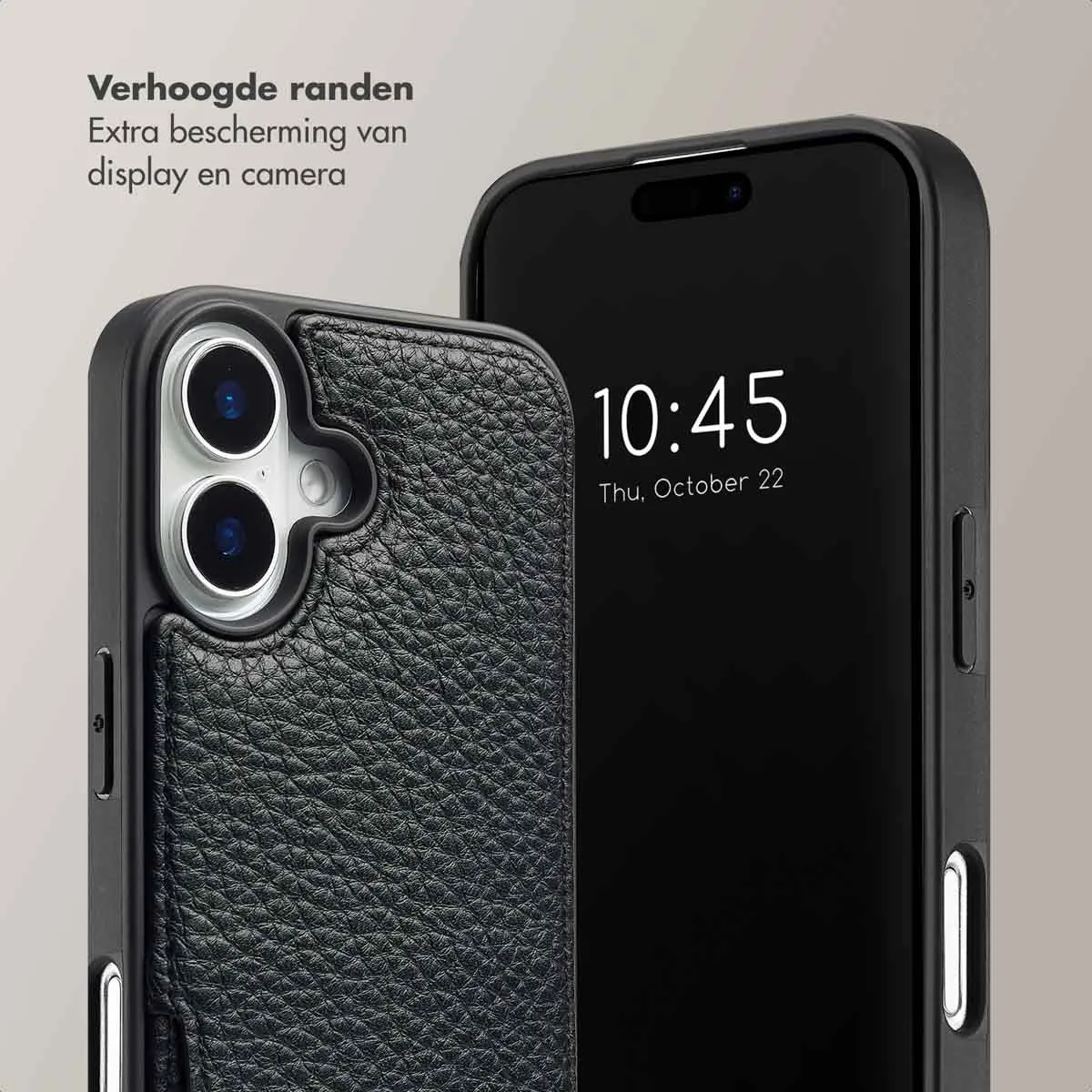 Selencia Hoesje iPhone 16 - Backcover met koord en pashouder - Zwart