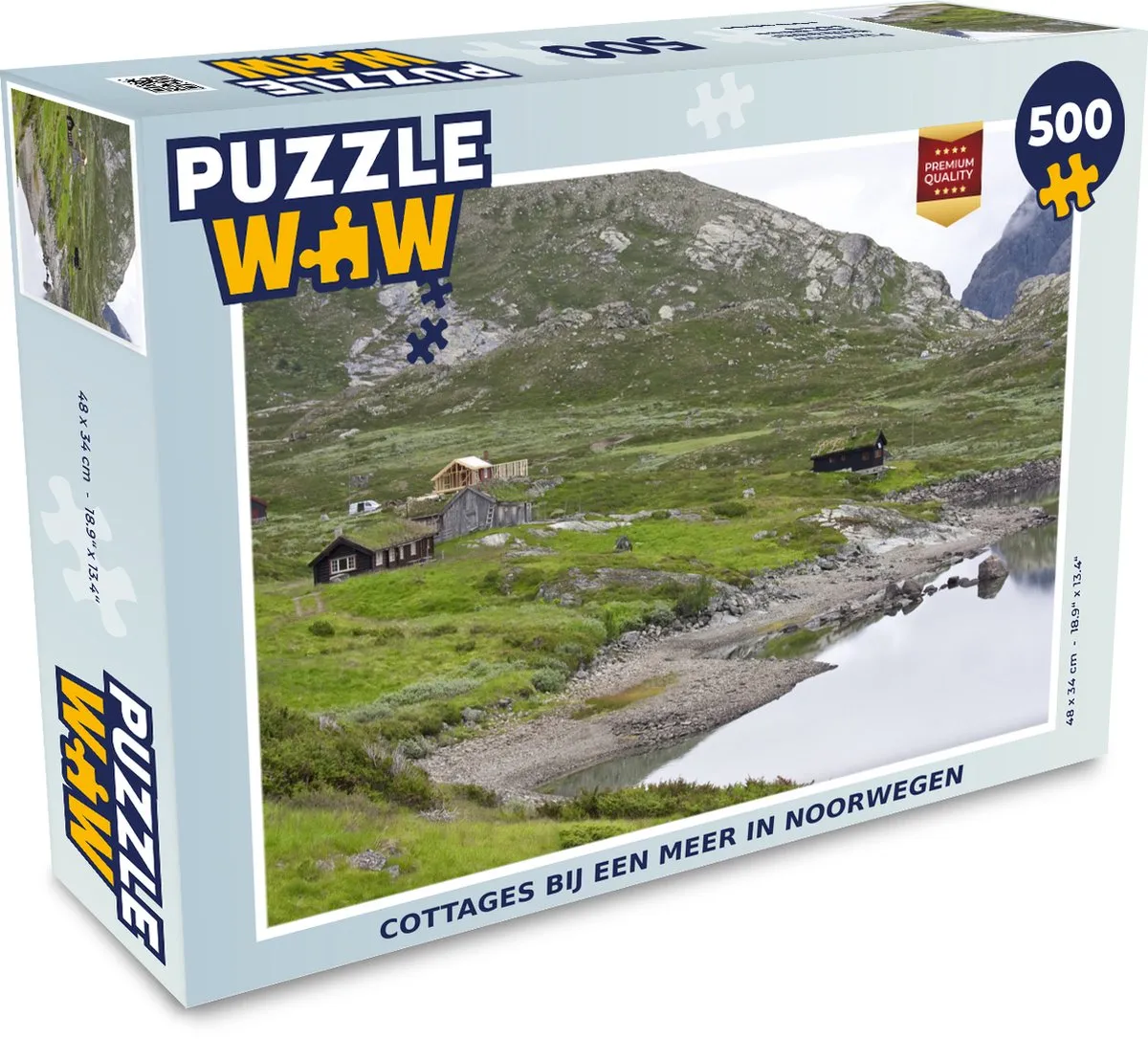 PuzzleWow Cottages bij een meer in Noorwegen Legpuzzel 500 Stuks