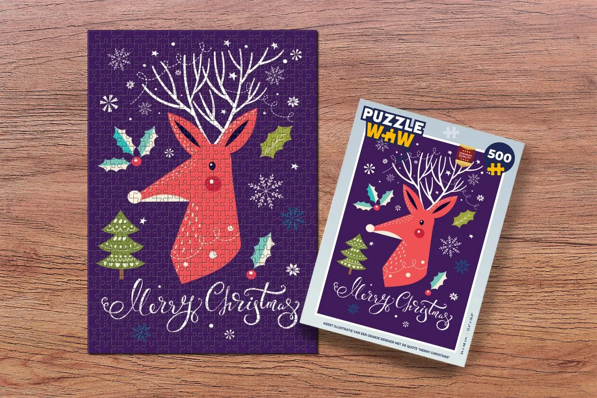 PuzzleWow Kerst Rendier Legpuzzel 500 Stuks - Multicolor