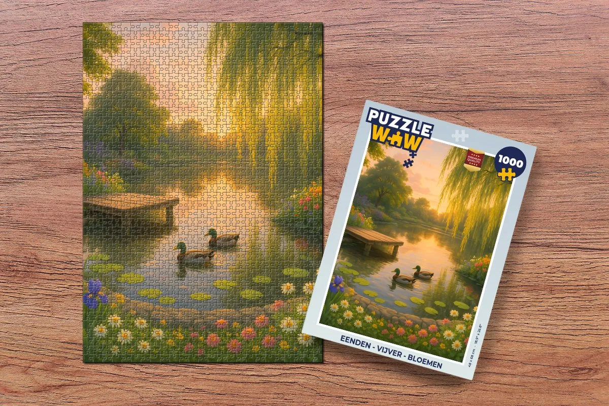 PuzzleWow Legpuzzel 1000 Stuks - Eenden & Vijver