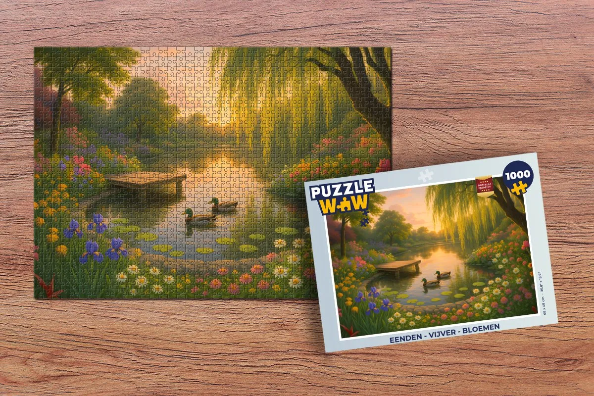 PuzzleWow Legpuzzel 1000 Stuks - Eenden & Vijver