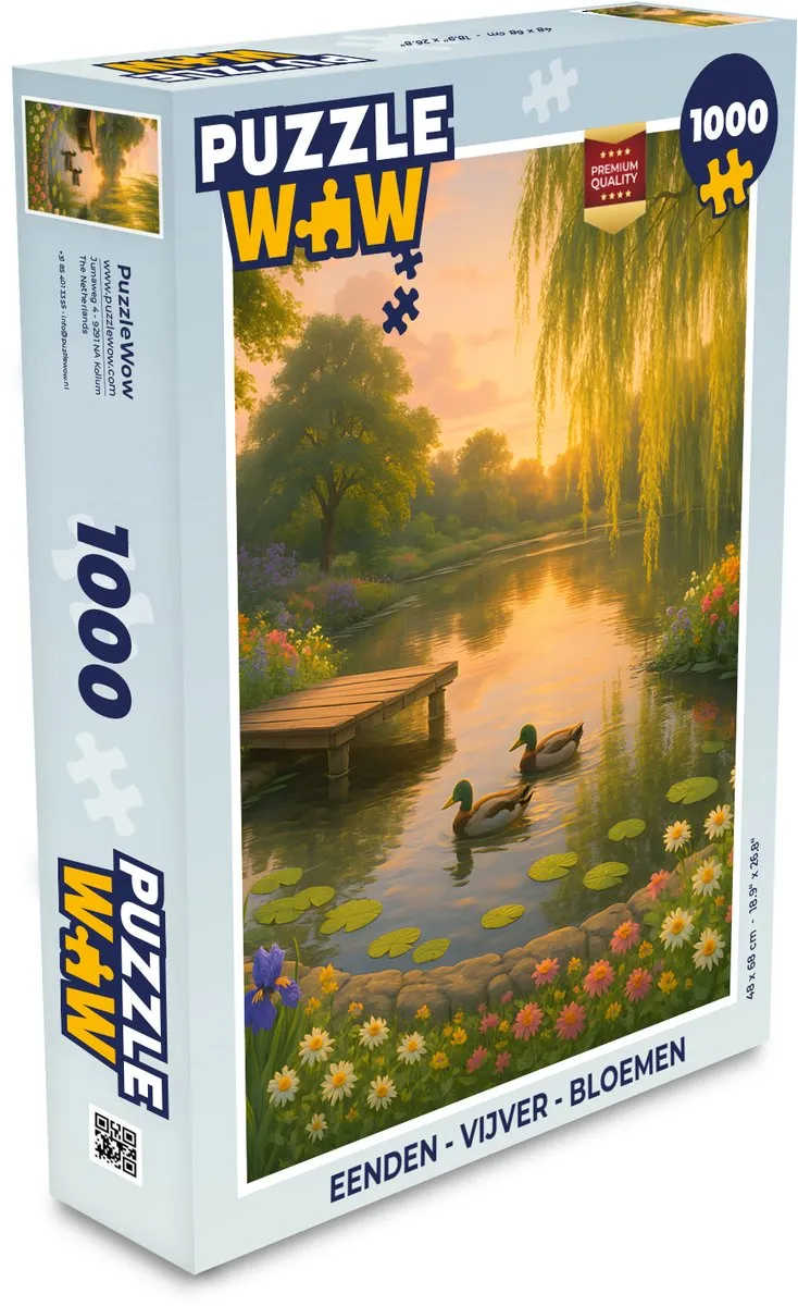 PuzzleWow Legpuzzel 1000 Stuks - Eenden & Vijver