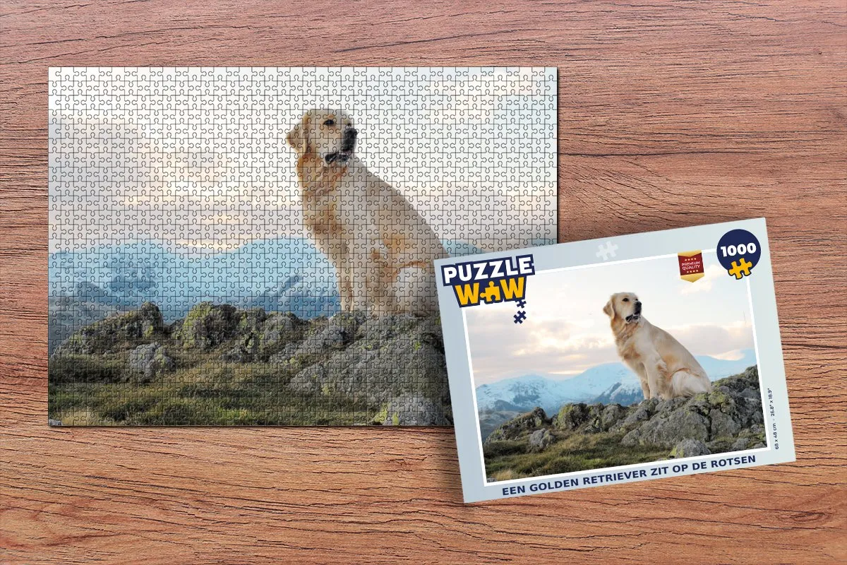 PuzzleWow Golden Retriever Legpuzzel 1000 Stuks - Multicolor
