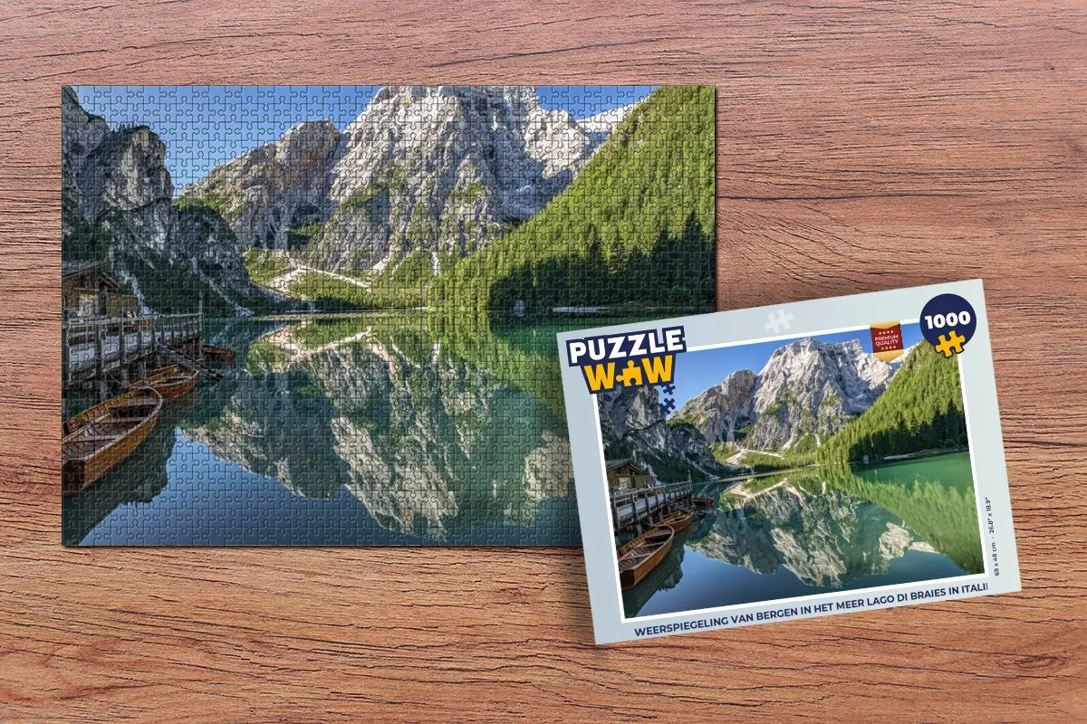 PuzzleWow Legpuzzel Lago di Braies 1000 Stuks - Multicolor