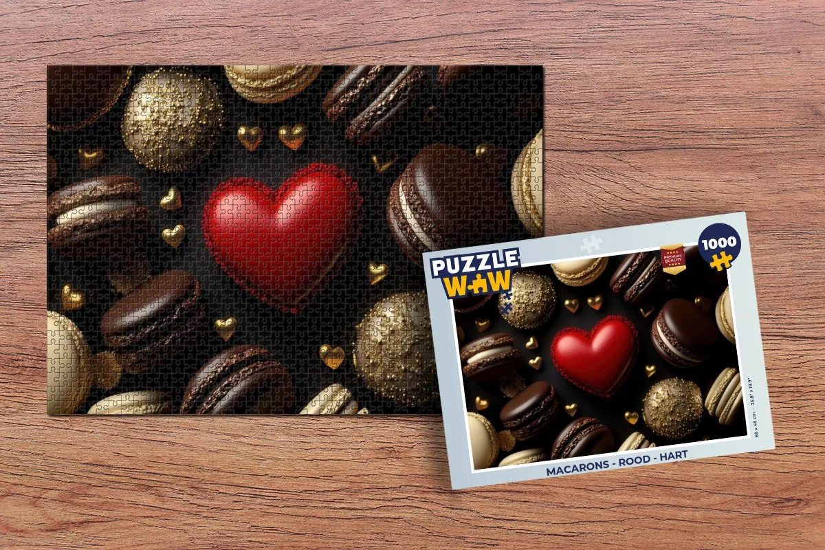 PuzzleWow Macarons Hart Legpuzzel 1000 Stuks - Rood