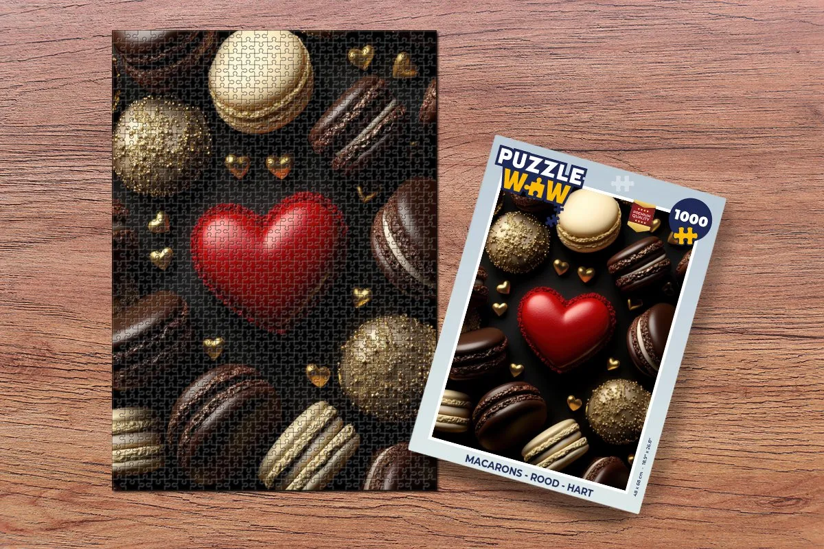 PuzzleWow Macarons Hart Legpuzzel 1000 Stuks - Rood