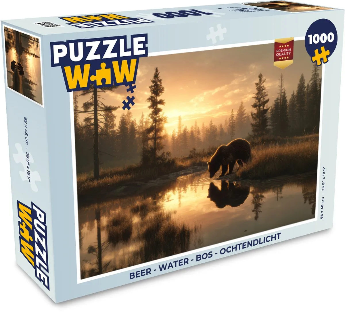 PuzzleWow Beer - Water - Bos - Ochtendlicht Puzzel 500 Stuks