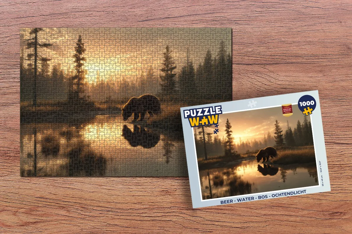 PuzzleWow Beer - Water - Bos - Ochtendlicht Puzzel 500 Stuks