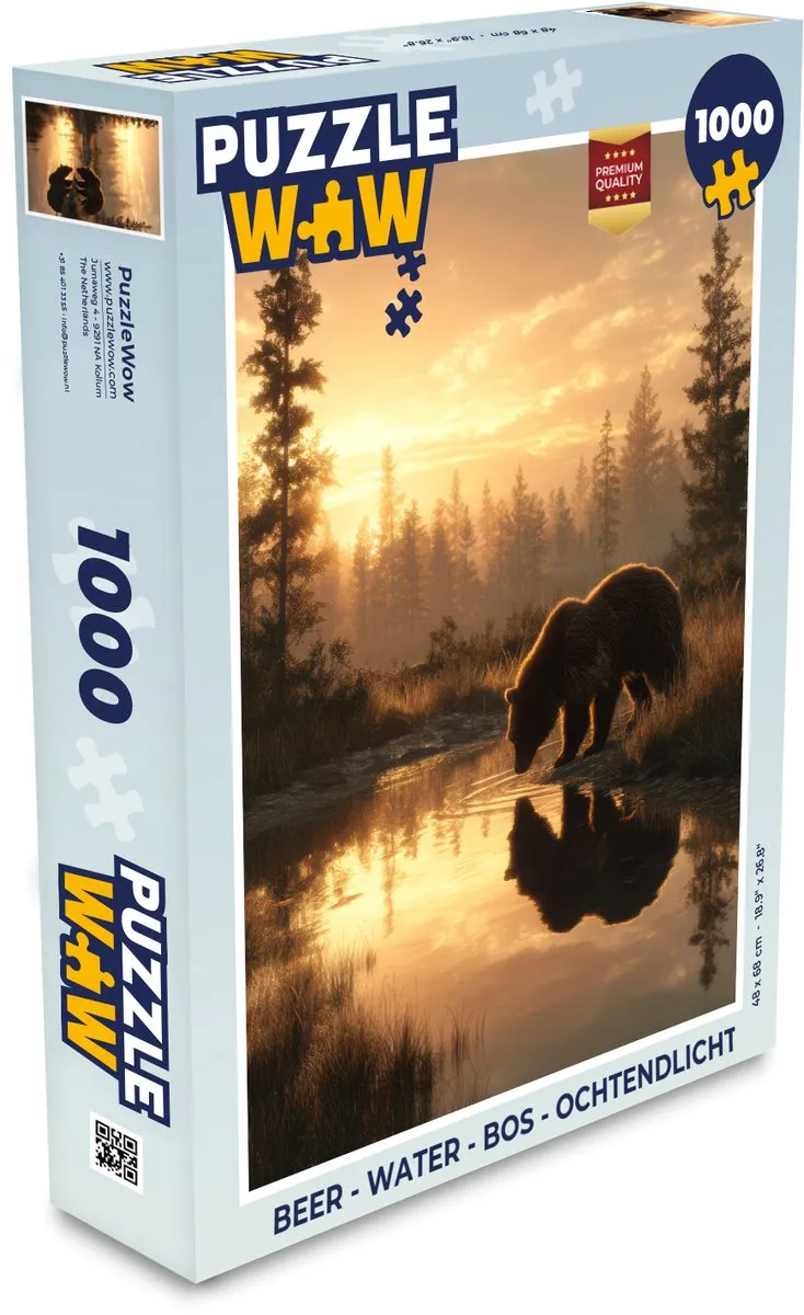 PuzzleWow Beer - Water - Bos - Ochtendlicht Puzzel 500 Stuks