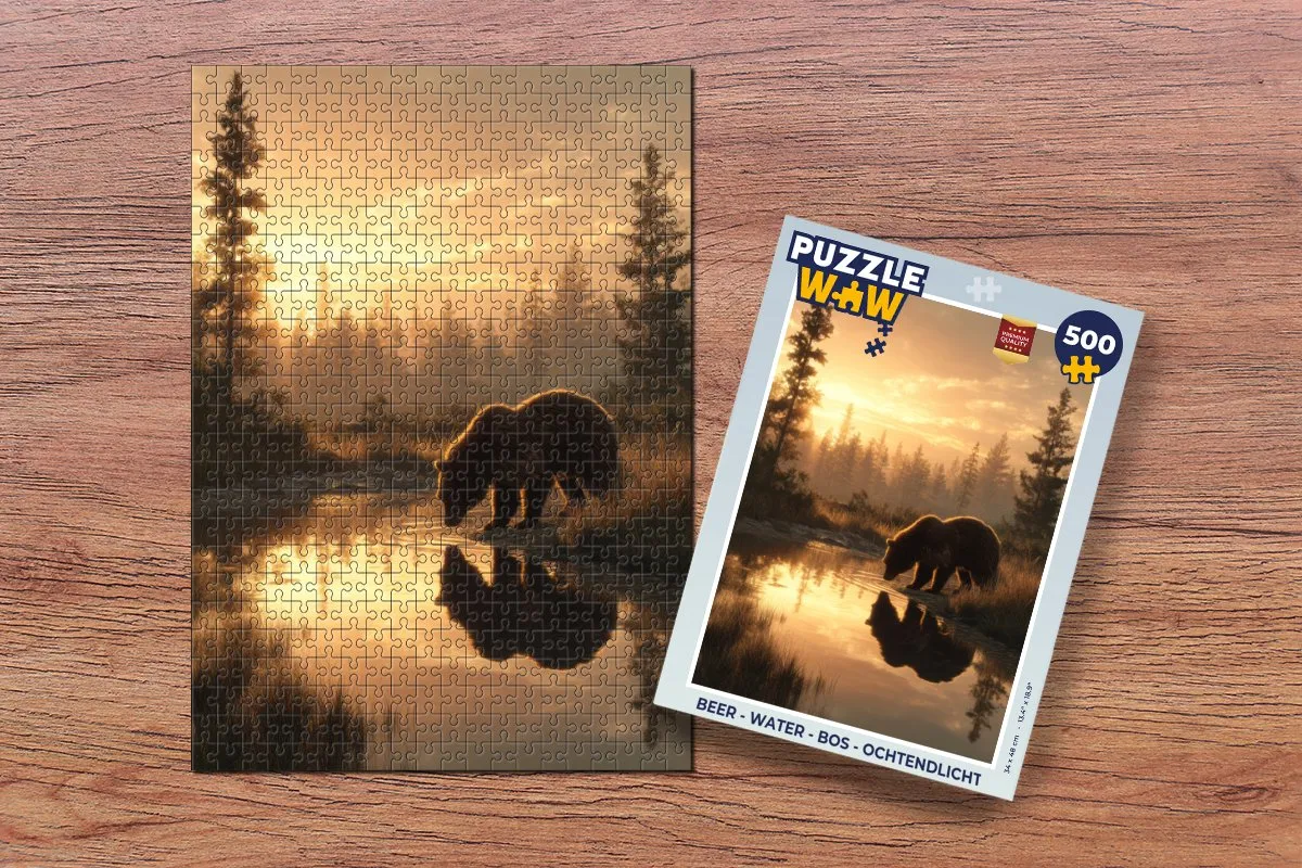 PuzzleWow Beer - Water - Bos - Ochtendlicht Puzzel 500 Stuks