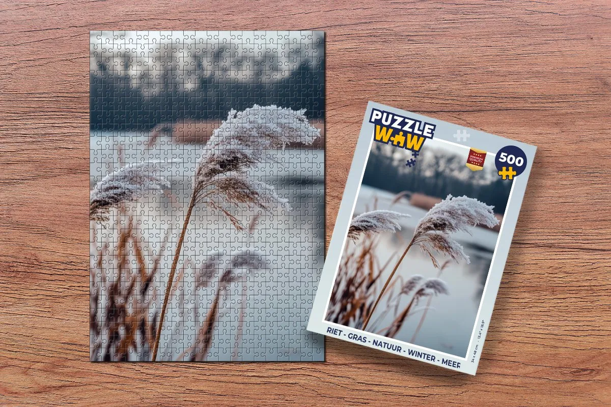 PuzzleWow Legpuzzel Riet/Gras/Natuur/Winter/Meer - 500 Stuks
