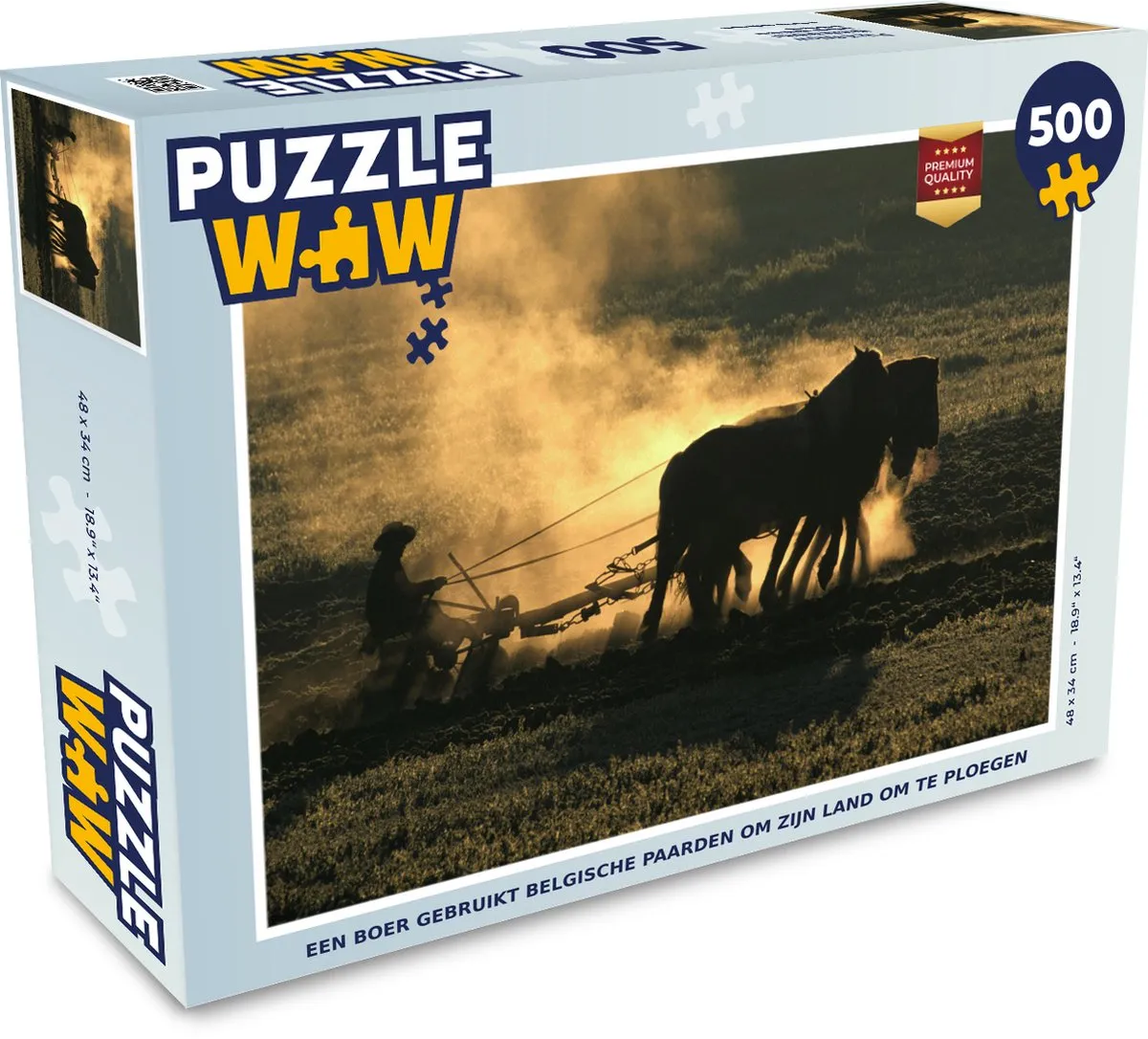 PuzzleWow Legpuzzel Een Boer Met Belgische Paarden 500 Stuks