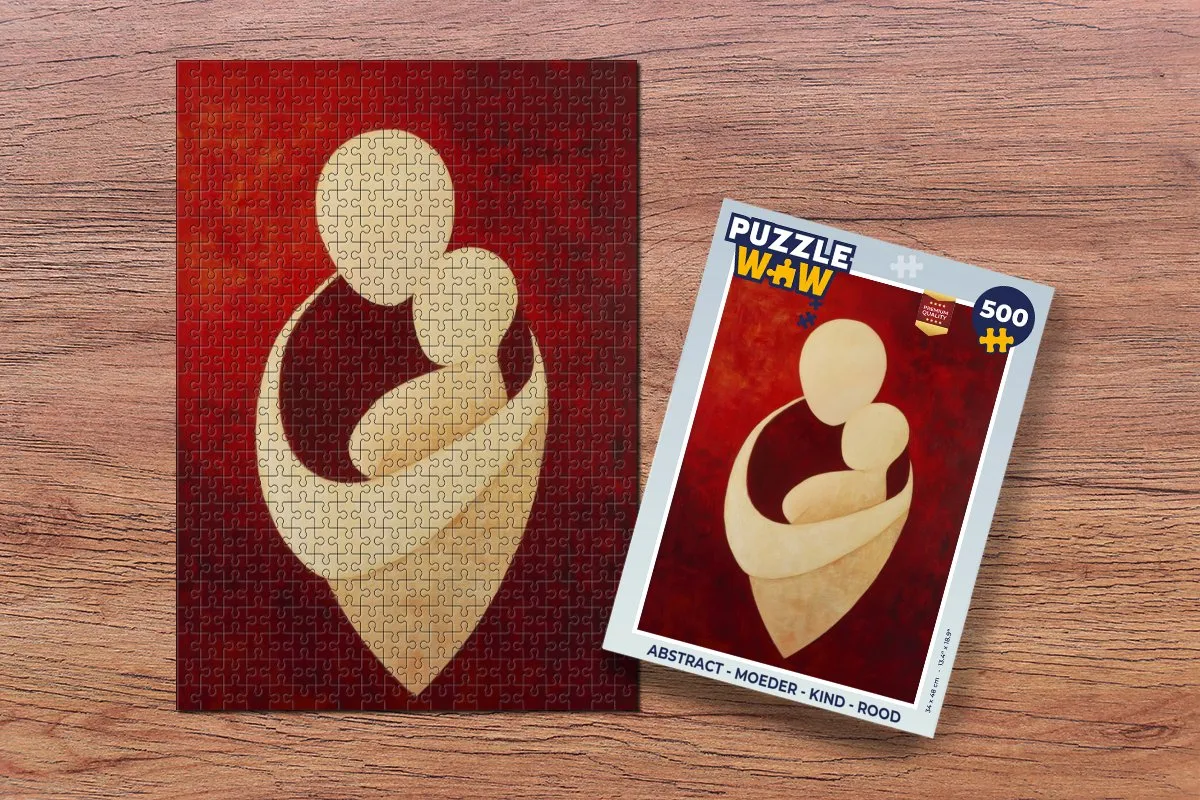 PuzzleWow Abstract Legpuzzel 500 Stuks - Moeder & Kind - Rood