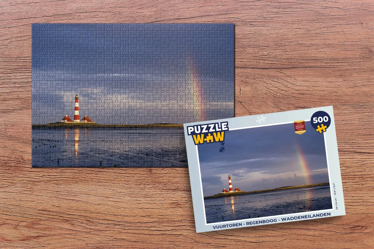 PuzzleWow Vuurtoren Regenboog Legpuzzel 500 Stuks - Multicolor