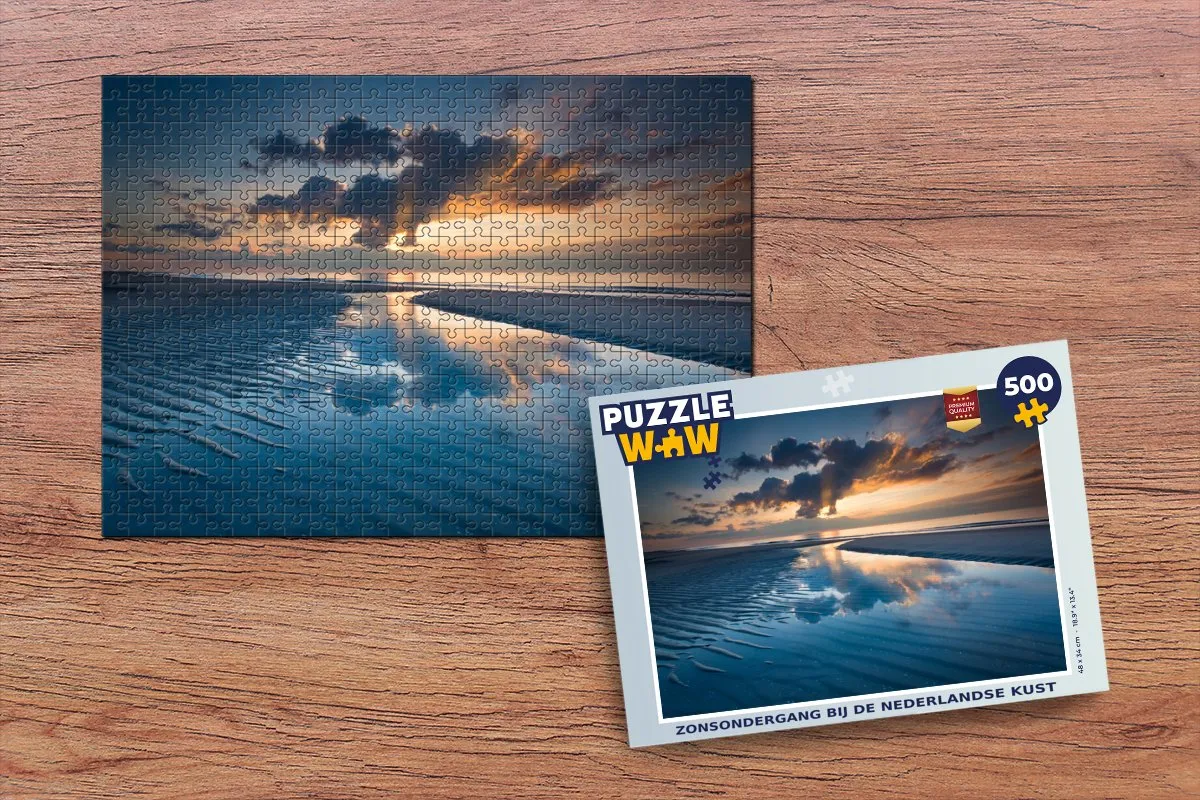 PuzzleWow Legpuzzel Zonsondergang Nederlandse Kust 500 Stuks - Multicolor