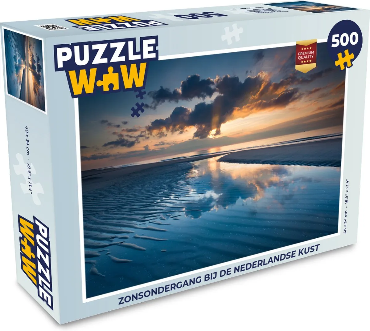 PuzzleWow Legpuzzel Zonsondergang Nederlandse Kust 500 Stuks