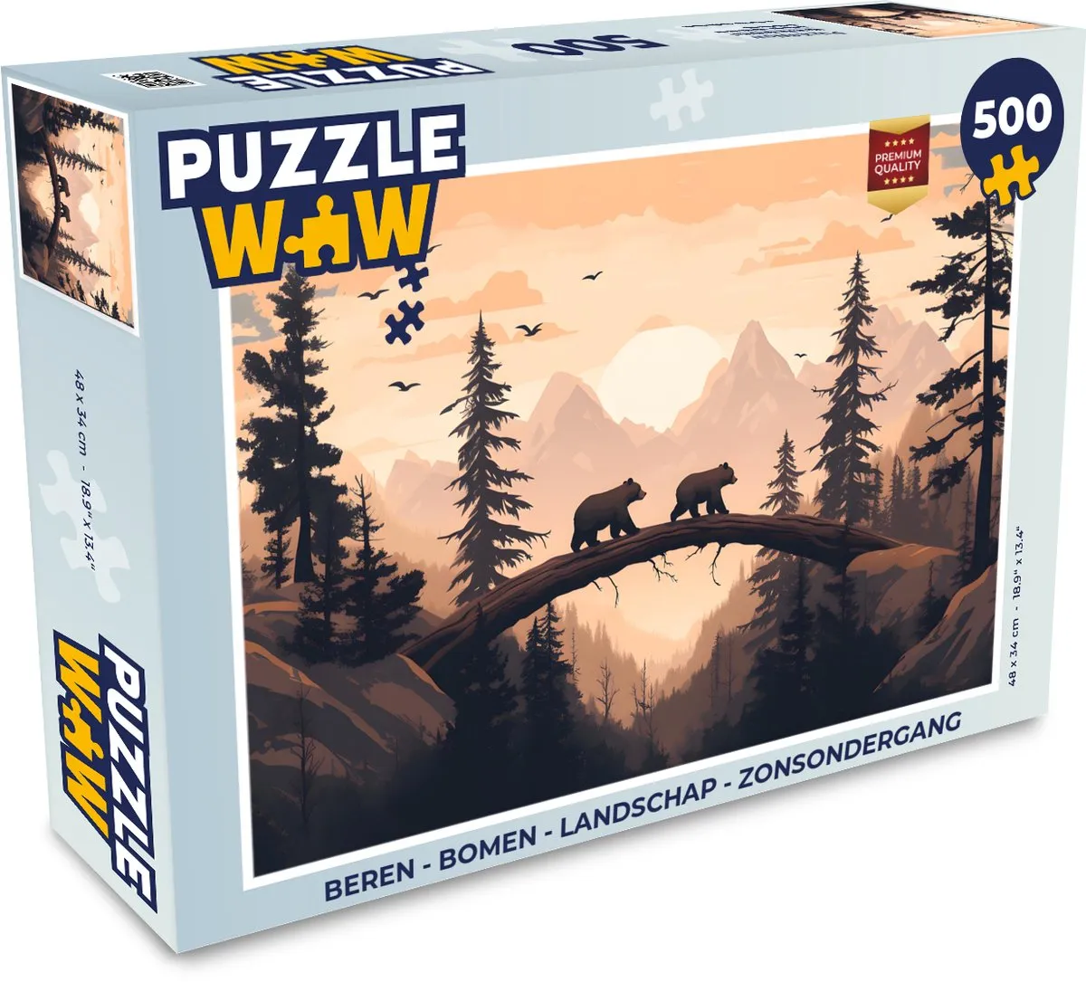 PuzzleWow Beren Landschap Zonsondergang Legpuzzel 500 Stuks