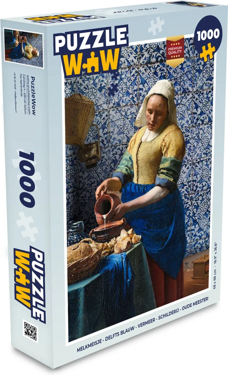 PuzzleWow Melkmeisje Legpuzzel 1000 Stuks - Delfts Blauw