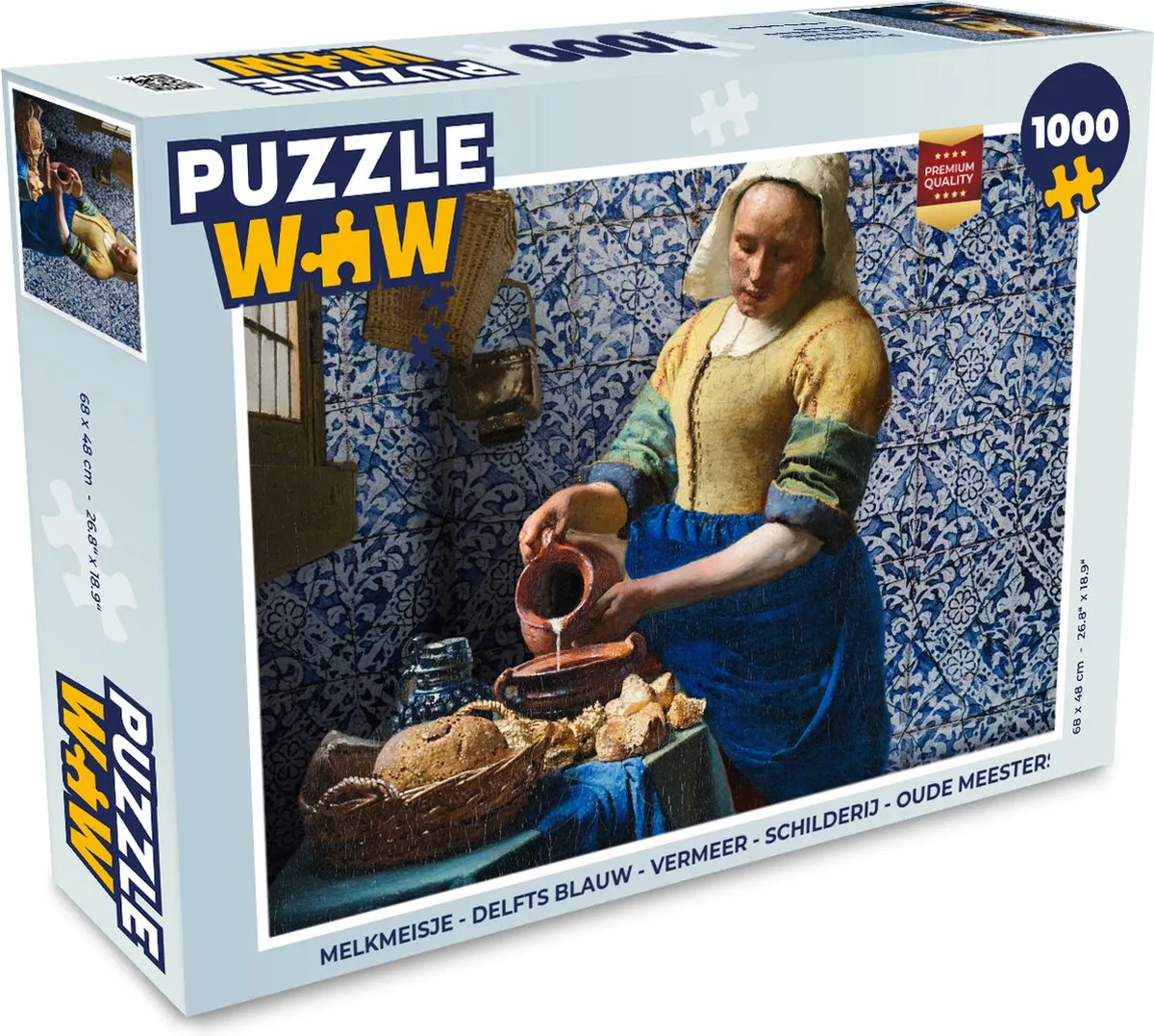 PuzzleWow Melkmeisje Legpuzzel 1000 Stuks - Delfts Blauw