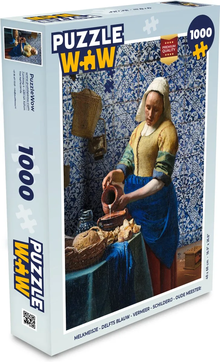 PuzzleWow Melkmeisje Legpuzzel 1000 Stuks - Delfts Blauw