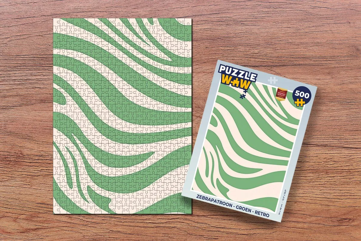 PuzzleWow Zebrapatroon Legpuzzel 500 Stuks - Groen