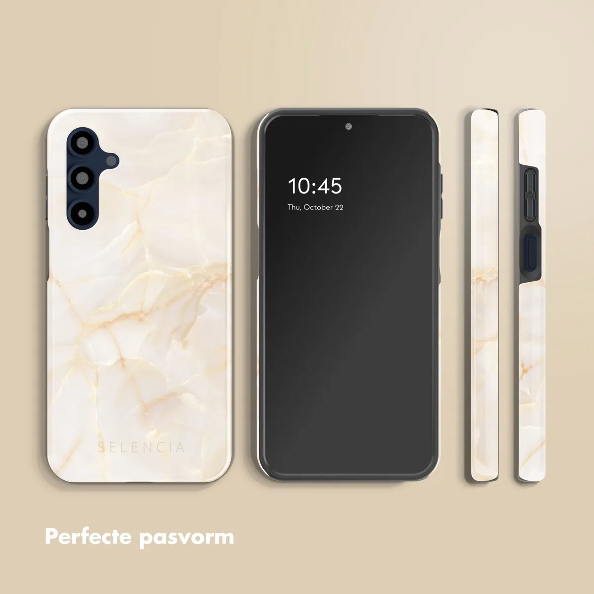 Selencia Hoesje Samsung Galaxy A16 Golden Beige Marble