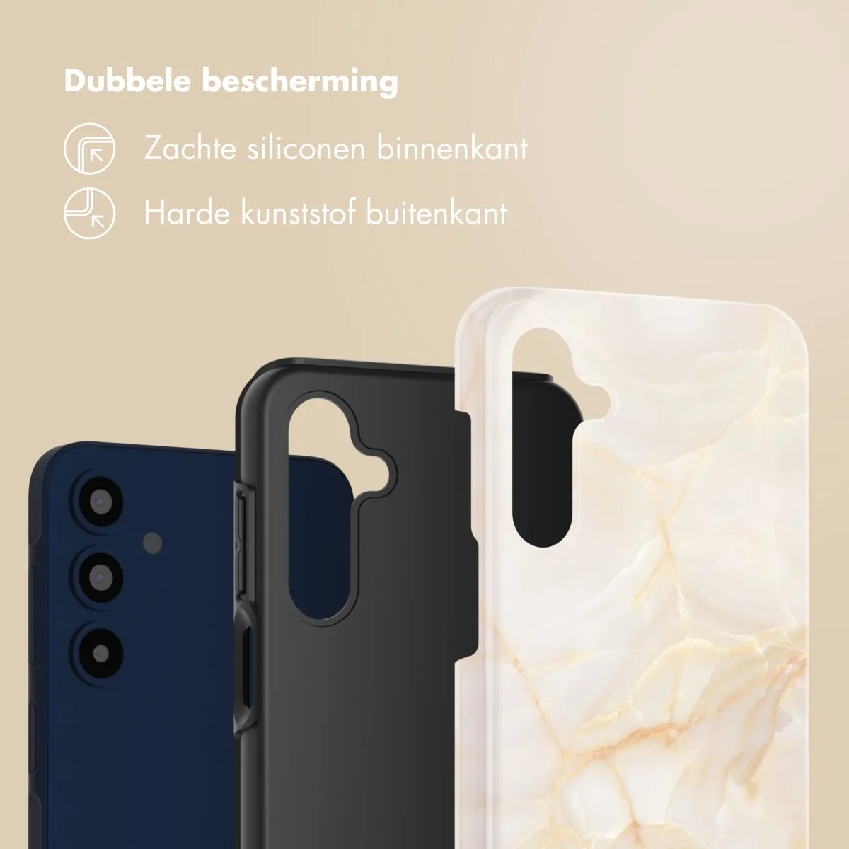 Selencia Hoesje Samsung Galaxy A16 Golden Beige Marble