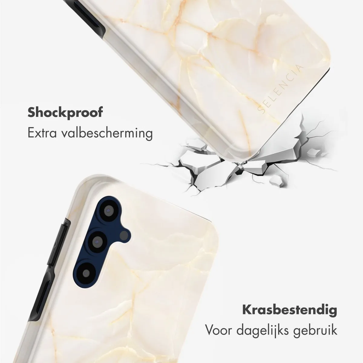 Selencia Hoesje Samsung Galaxy A16 Golden Beige Marble