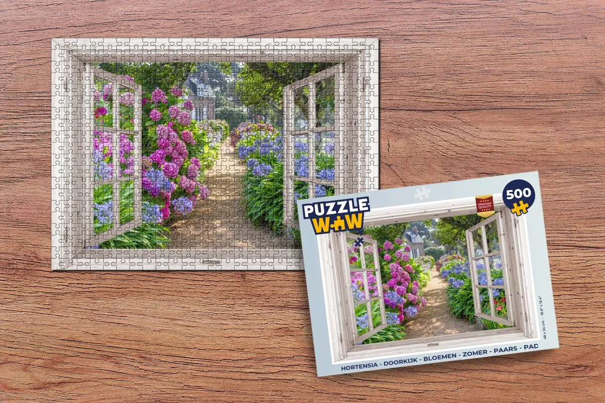 PuzzleWow Hortensia Legpuzzel 500 Stuks - Multicolor