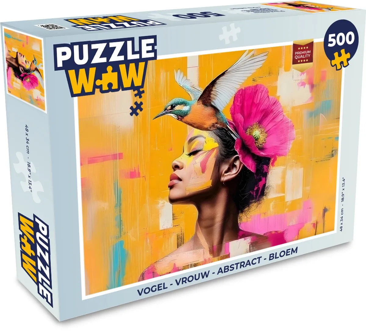 PuzzleWow Vogel Abstract Bloem Legpuzzel 500 Stuks