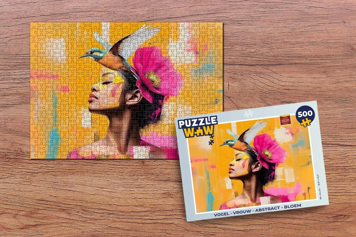 PuzzleWow Vogel Abstract Bloem Legpuzzel 500 Stuks - MPN 8721374597430