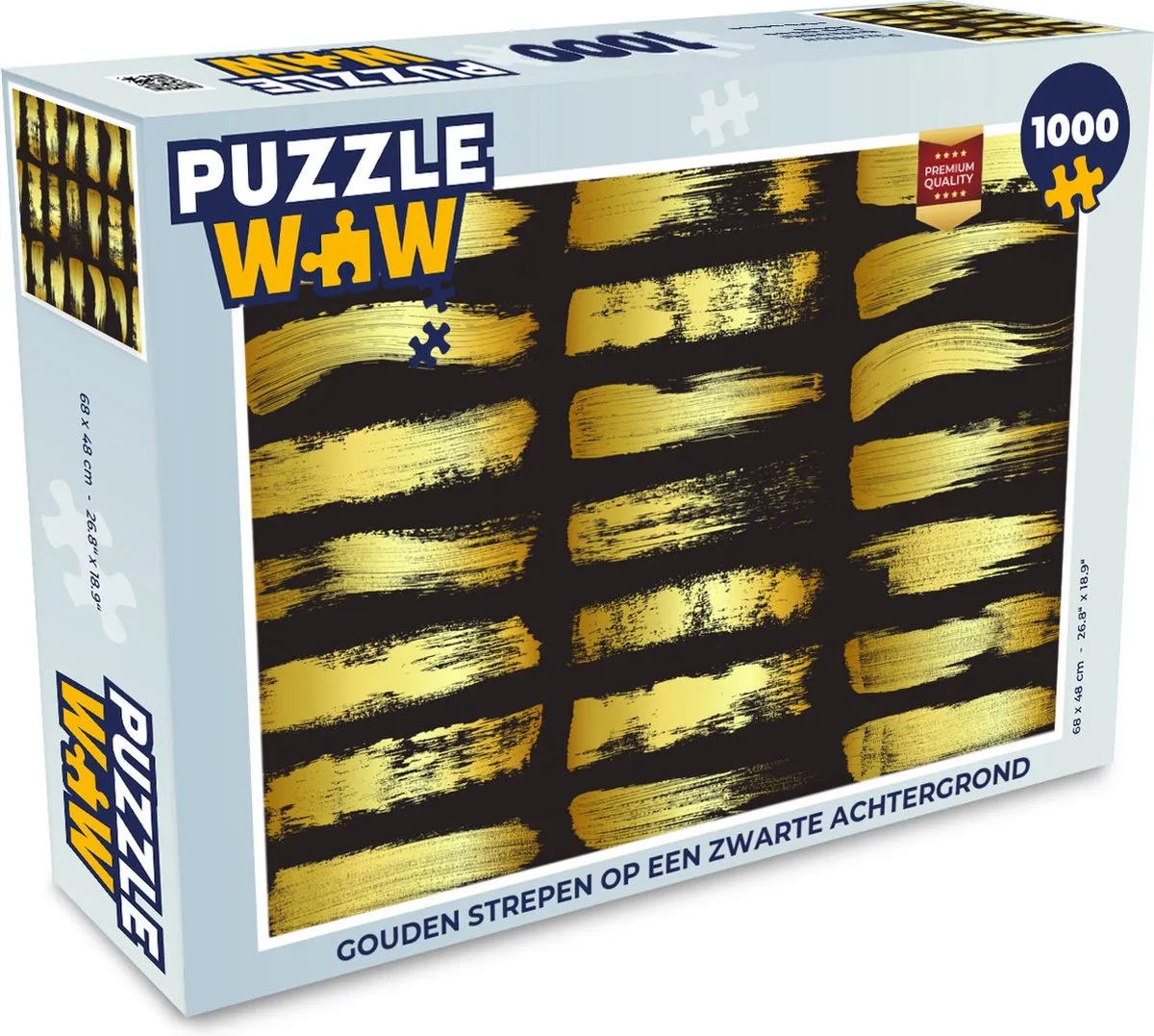 PuzzleWow Legpuzzel 1000 Stuks - Gouden Strepen op Zwart - Multicolor