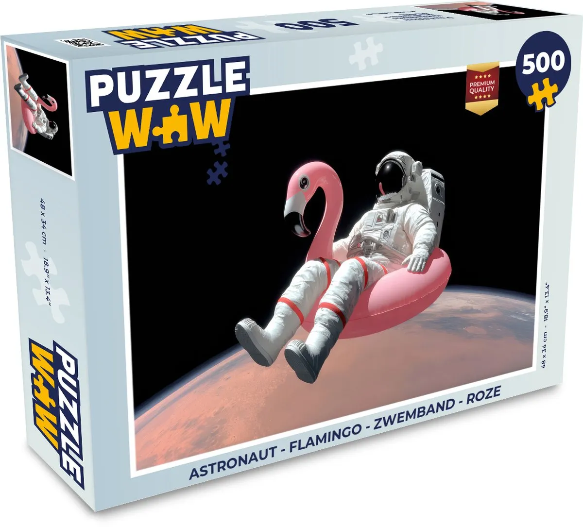 PuzzleWow Astronaut Zwemband Puzzle 500 Stuks - Roze