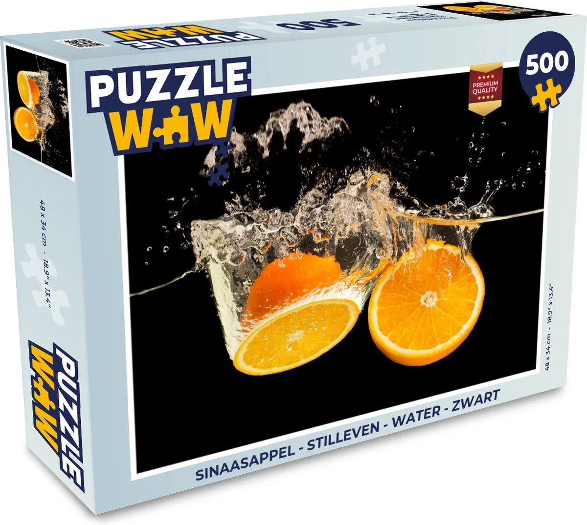 PuzzleWow Sinaasappel Stilleven Water Zwart Legpuzzel 500 Stuks