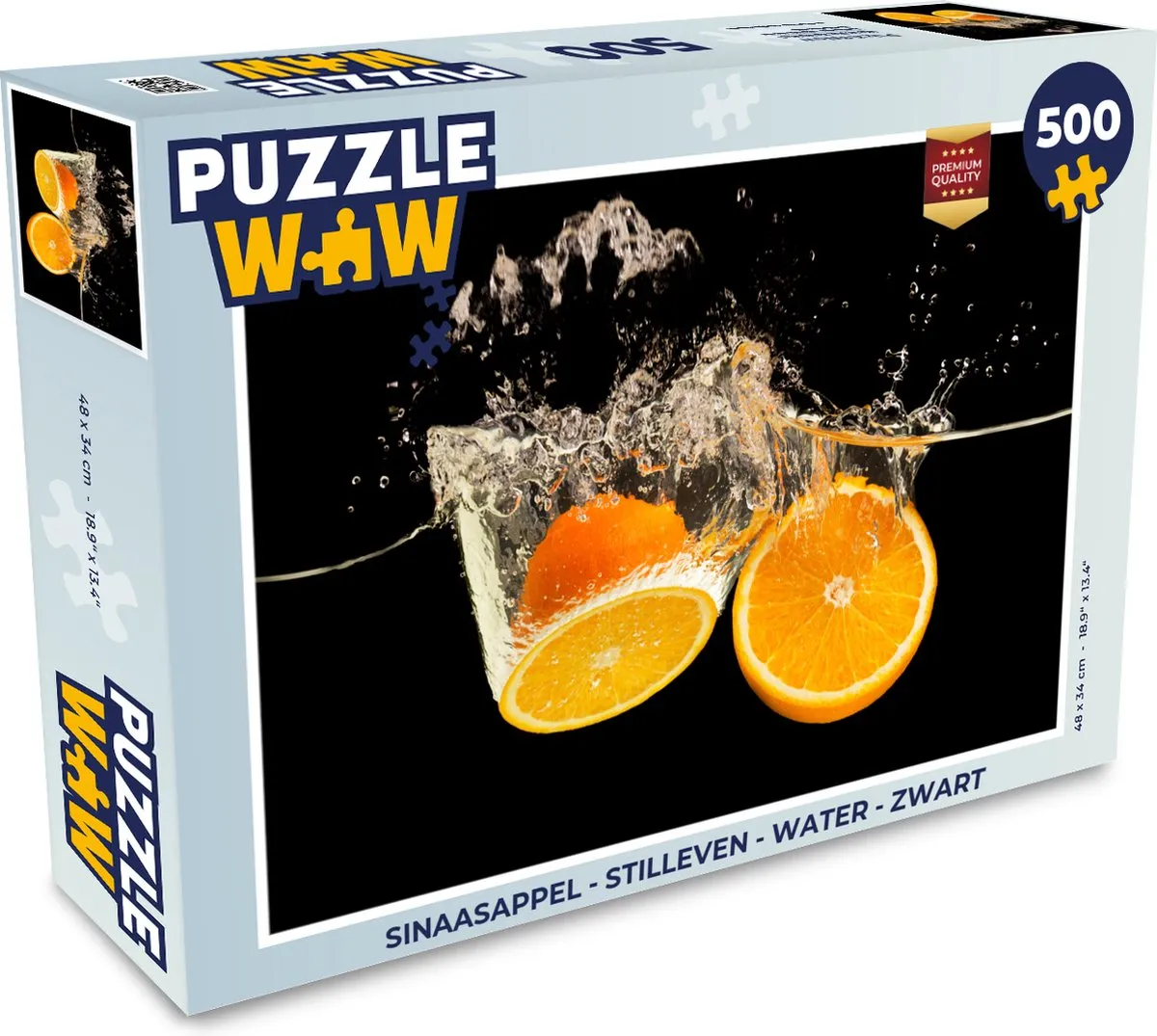 PuzzleWow Sinaasappel Stilleven Water Zwart Legpuzzel 500 Stuks