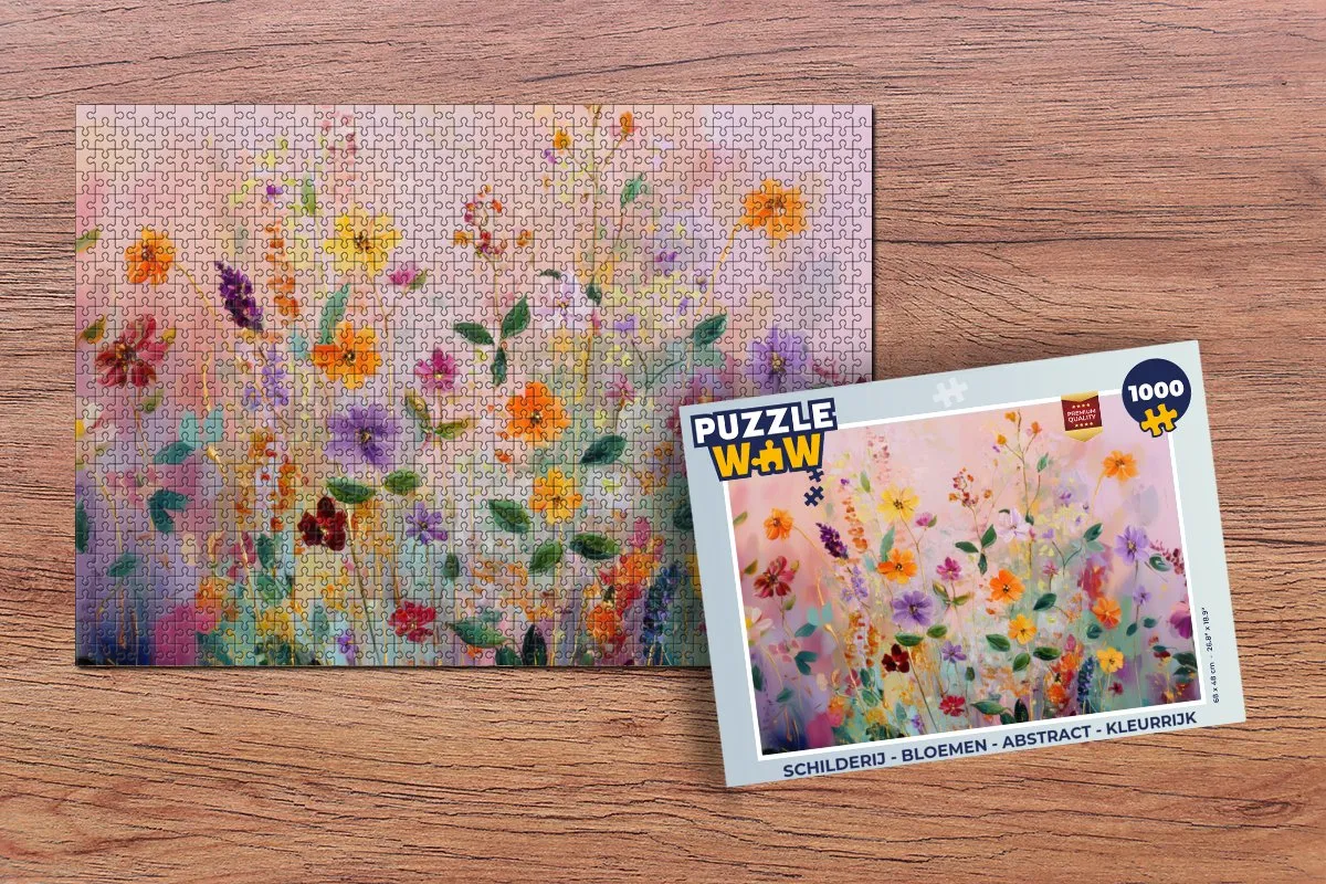 PuzzleWow Bloemen Abstract Legpuzzel 1000 Stukjes - Kleurrijk