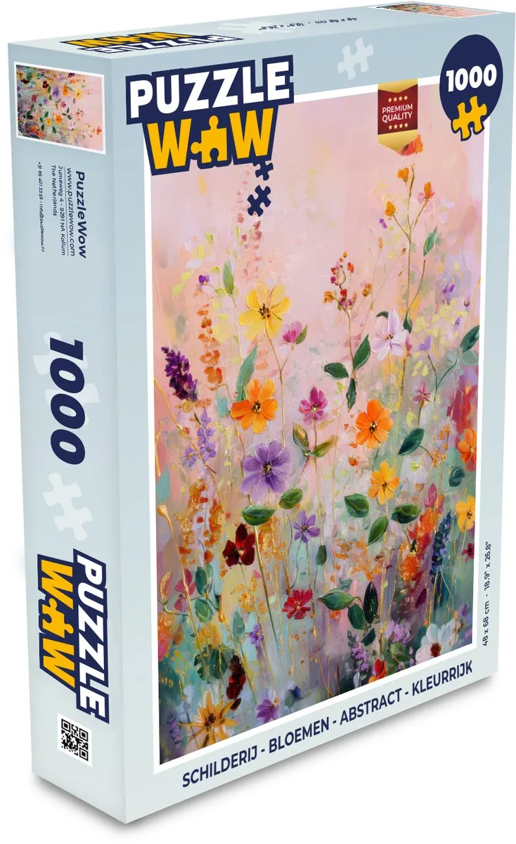 PuzzleWow Bloemen Abstract Legpuzzel 1000 Stukjes - Kleurrijk