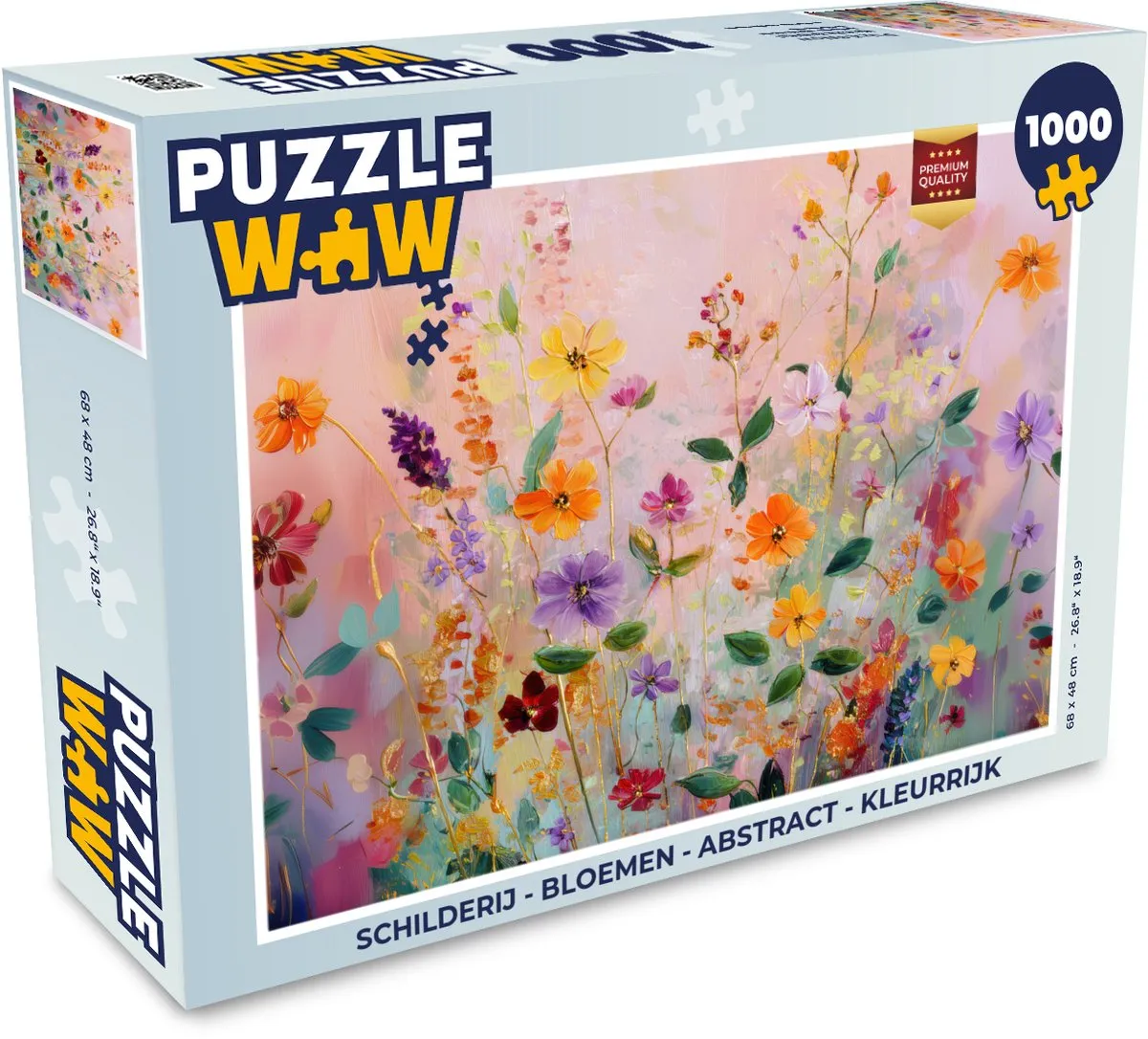 PuzzleWow Bloemen Abstract Legpuzzel 1000 Stukjes - Kleurrijk
