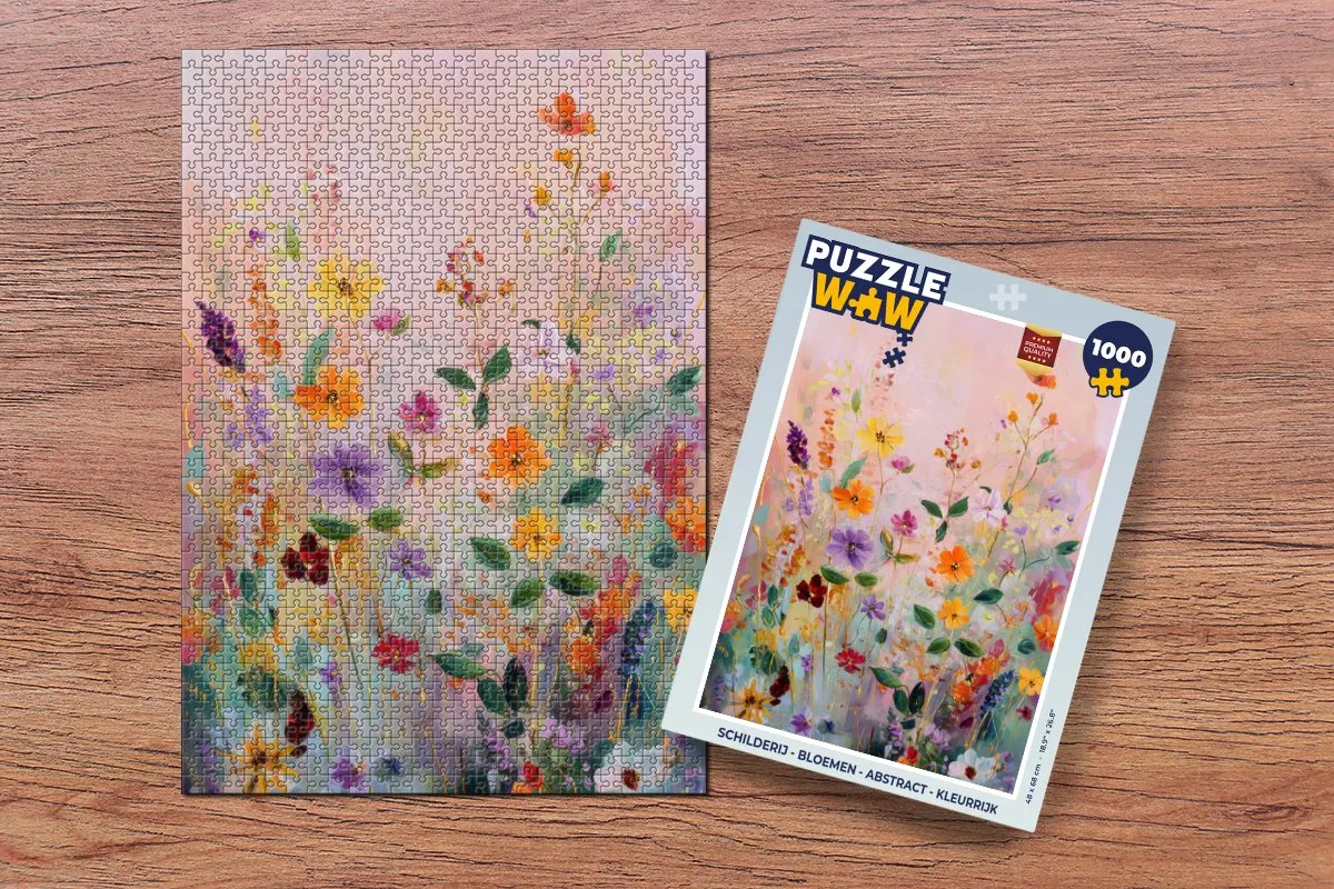 PuzzleWow Bloemen Abstract Legpuzzel 1000 Stukjes - Kleurrijk