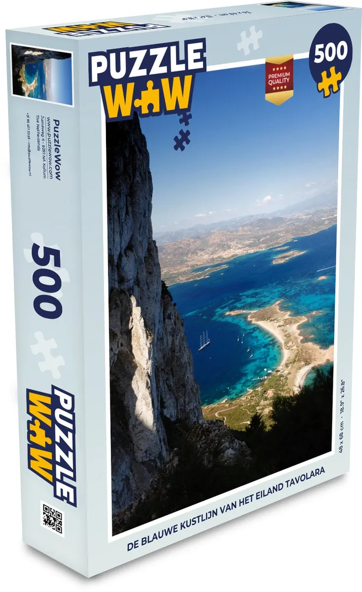PuzzleWow Legpuzzel De Blauwe Kustlijn Tavolara 500 Stuks - Multicolor
