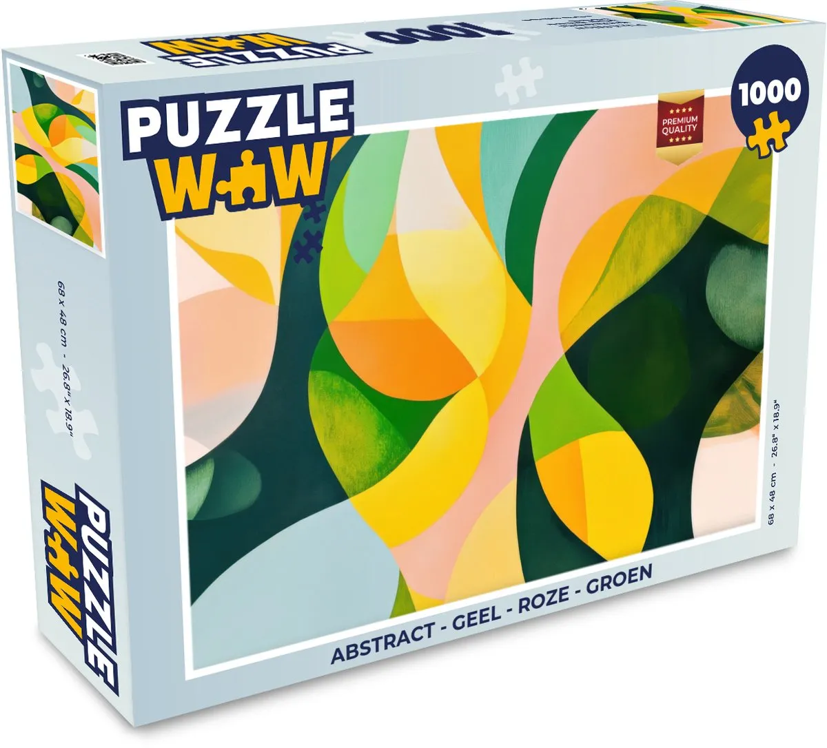 PuzzleWow Abstract Legpuzzel 1000 Stuks - Geel/Roze/ Groen