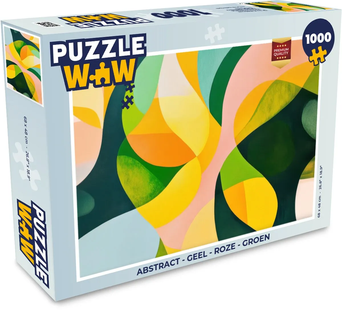 PuzzleWow Abstract Legpuzzel 1000 Stuks - Geel/Roze/ Groen