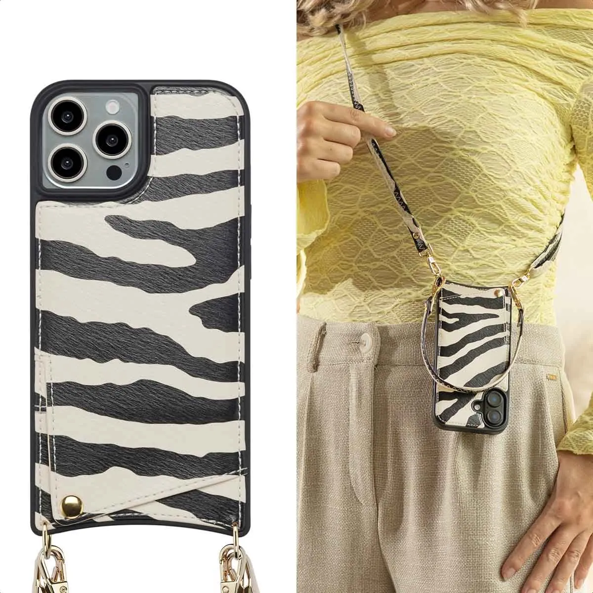 Selencia Hoesje iPhone 15 Pro Zazzy Zebra - 2 Pasjes