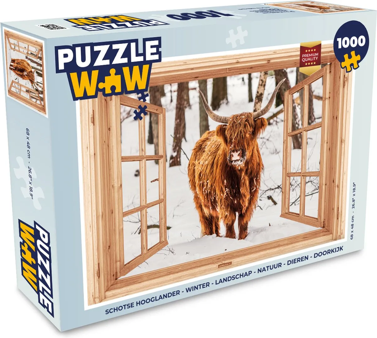 PuzzleWow Schotse Hooglander Winter Legpuzzel 1000 Stuks