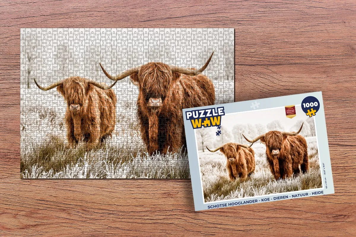 PuzzleWow Schotse Hooglander Legpuzzel 1000 Stuks - Multicolor