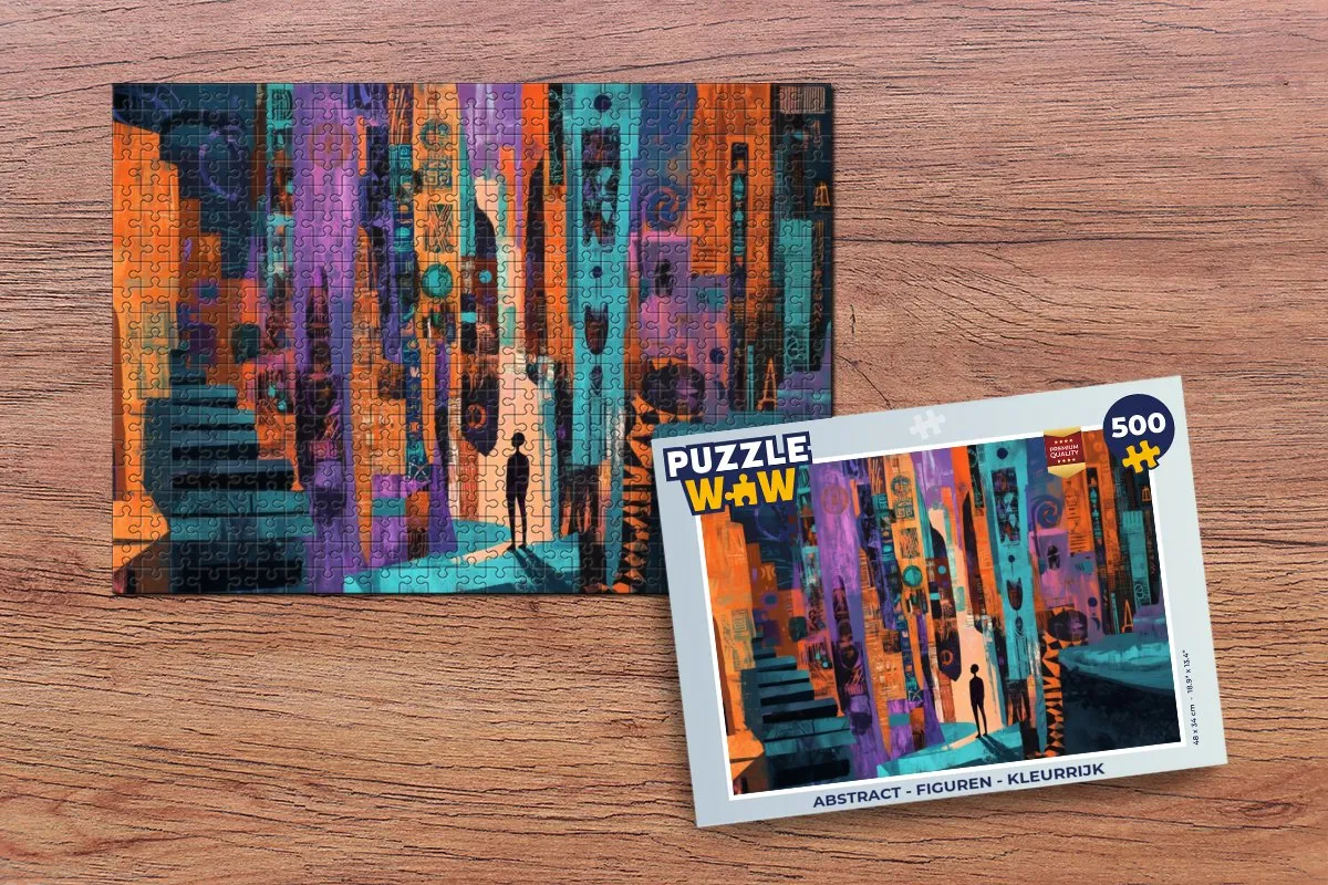 PuzzleWow Abstract Figuren Legpuzzel 500 Stuks - Kleurrijk