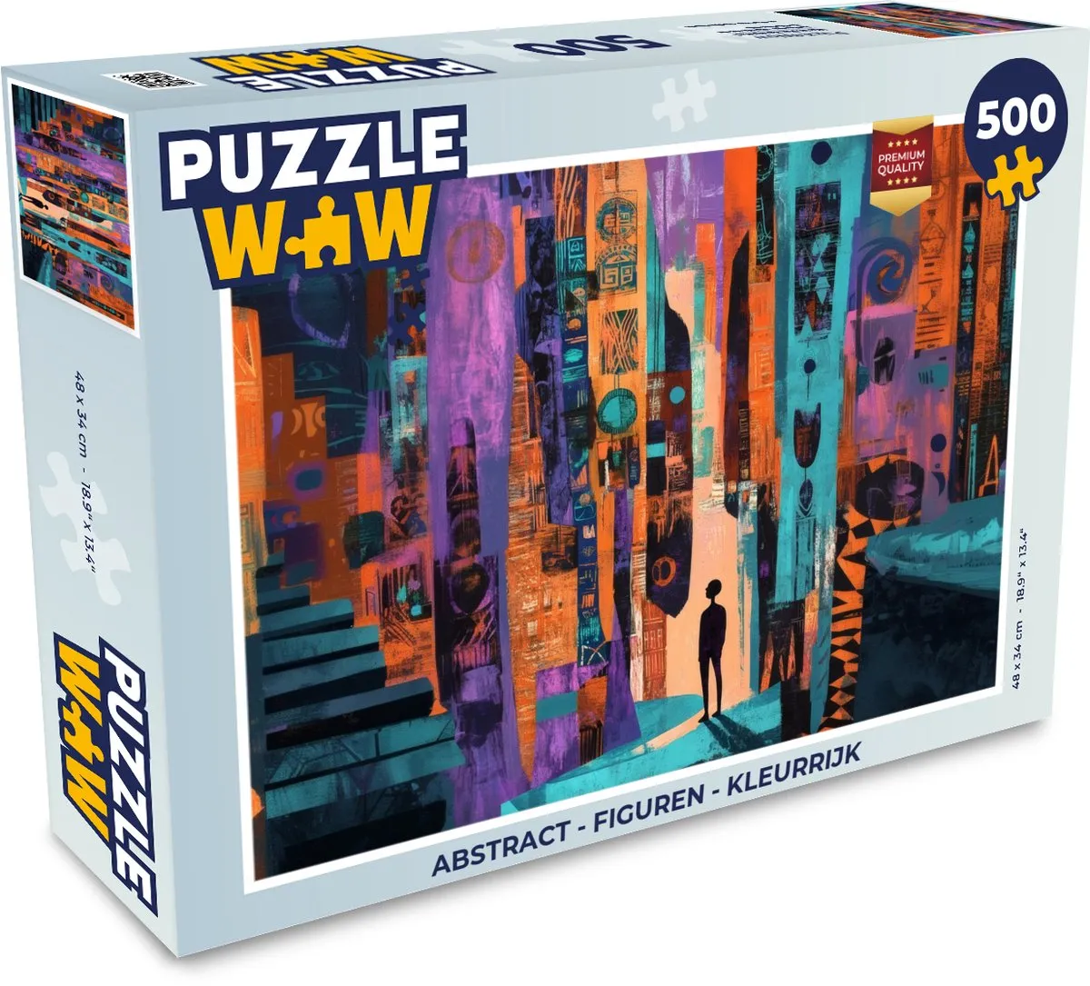 PuzzleWow Abstract Figuren Legpuzzel 500 Stuks - Kleurrijk